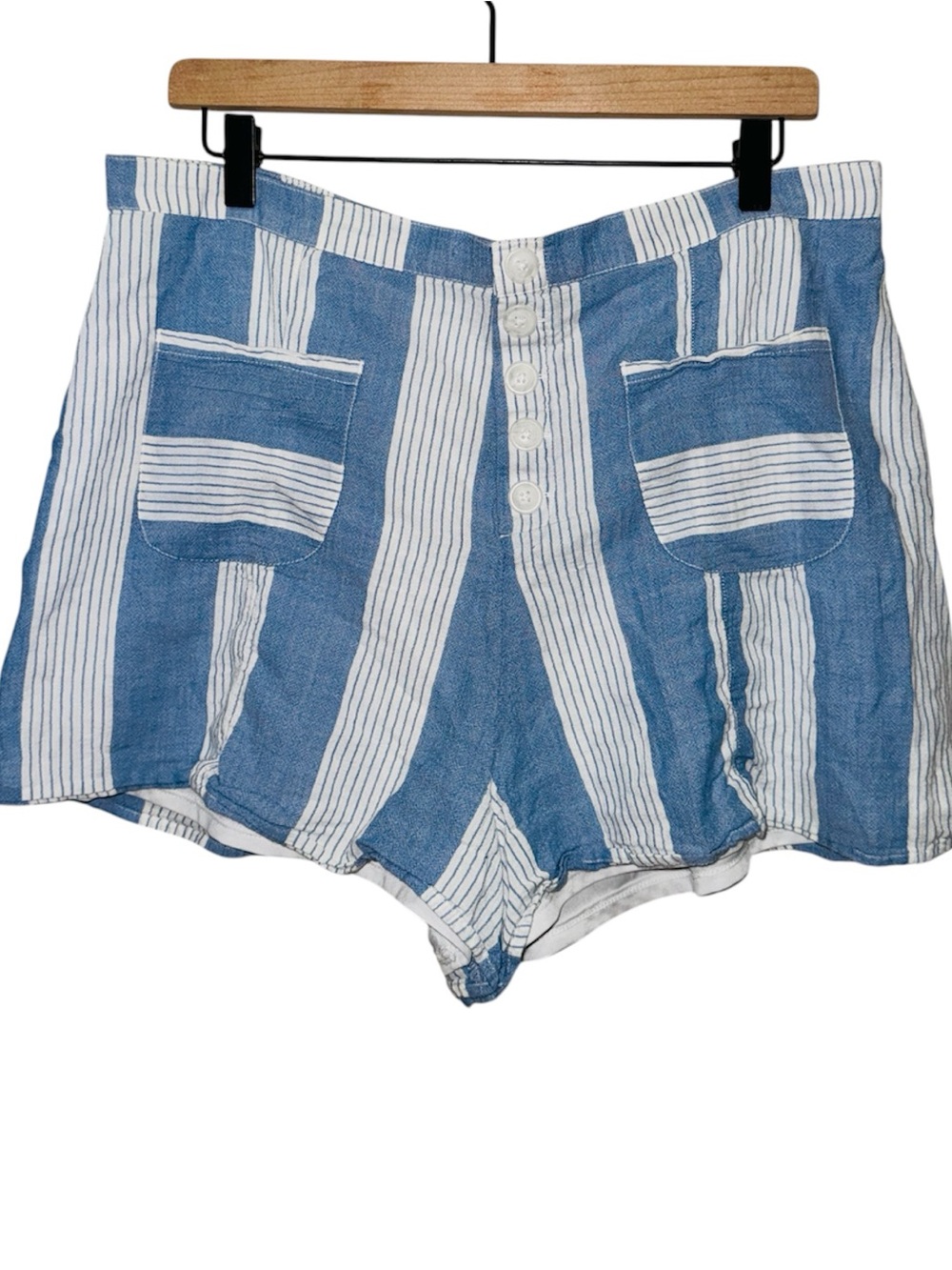 American Eagle Outfitters Blue & White Striped Cotton Shorts